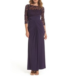 Темно-пурпурное кружевное вечернее платье