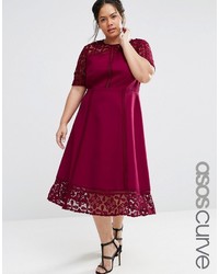 Темно-пурпурное кружевное платье-миди от Asos