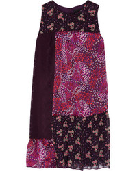 Темно-пурпурное кружевное платье с принтом
