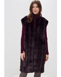 Темно-пурпурное меховое пальто без рукавов от Alina Assi