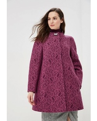 Женское темно-пурпурное пальто с цветочным принтом от Lea Vinci