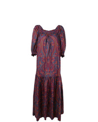 Темно-пурпурное платье-макси с принтом от Yves Saint Laurent Vintage
