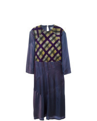 Темно-пурпурное платье-миди в шотландскую клетку