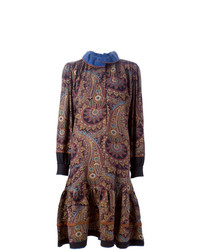 Темно-пурпурное платье-миди с "огурцами" от Kenzo Vintage