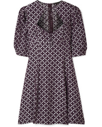 Темно-пурпурное платье прямого кроя с цветочным принтом от ALEXACHUNG
