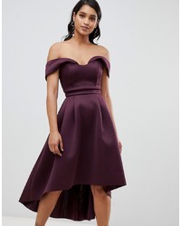 Темно-пурпурное платье с пышной юбкой от ASOS DESIGN