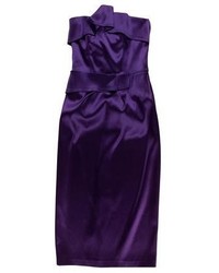 Темно-пурпурное сатиновое платье-футляр