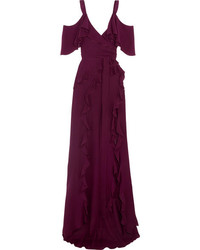 Темно-пурпурное шелковое платье-макси от Elie Saab