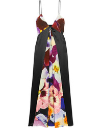 Темно-пурпурное шелковое платье-миди с цветочным принтом от Christopher Kane