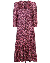 Темно-пурпурное шелковое платье с цветочным принтом от Ulla Johnson