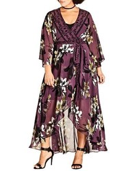 Темно-пурпурное шифоновое платье-макси