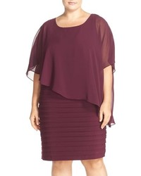 Темно-пурпурное шифоновое платье-футляр