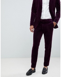Темно-пурпурные бархатные классические брюки