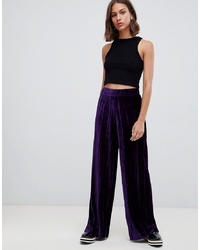 Темно-пурпурные бархатные широкие брюки от B.young