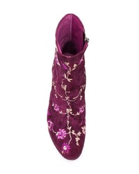 Темно-пурпурные замшевые ботильоны с вышивкой от Fauzian Jeunesse'