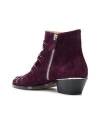 Темно-пурпурные замшевые ботильоны от Chloé