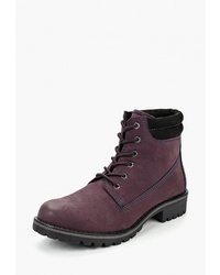 Женские темно-пурпурные замшевые ботинки на шнуровке от Marco Tozzi
