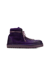 Женские темно-пурпурные замшевые ботинки на шнуровке от Marsèll