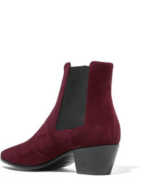 Женские темно-пурпурные замшевые ботинки челси от Saint Laurent