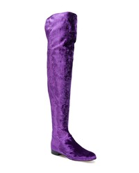 Темно-пурпурные замшевые ботфорты от Alberta Ferretti