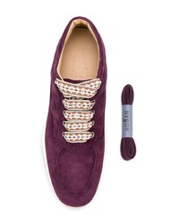 Женские темно-пурпурные замшевые низкие кеды от Hogan