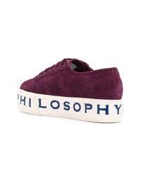 Женские темно-пурпурные замшевые низкие кеды от Superga