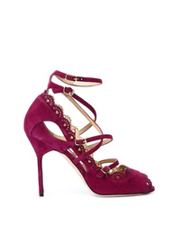 Темно-пурпурные замшевые туфли с вырезом от Marchesa