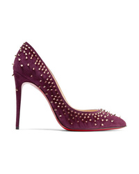 Темно-пурпурные замшевые туфли от Christian Louboutin