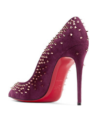 Темно-пурпурные замшевые туфли от Christian Louboutin