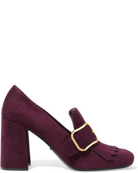 Темно-пурпурные замшевые туфли от Prada