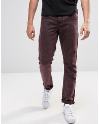 Темно-пурпурные зауженные джинсы