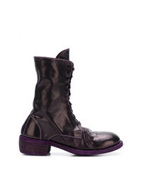 Темно-пурпурные кожаные ботинки на шнуровке