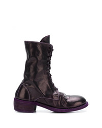Женские темно-пурпурные кожаные ботинки на шнуровке от Guidi