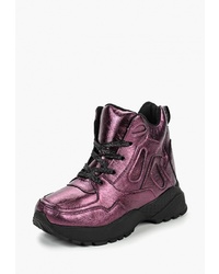 Женские темно-пурпурные кожаные ботинки на шнуровке от Vivian Royal