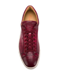 Мужские темно-пурпурные кожаные низкие кеды от Santoni