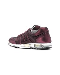 Женские темно-пурпурные кожаные низкие кеды от Premiata