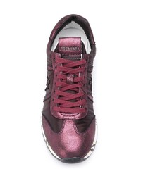 Женские темно-пурпурные кожаные низкие кеды от Premiata