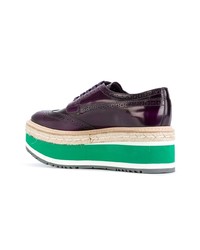 Женские темно-пурпурные кожаные оксфорды от Prada