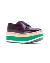 Женские темно-пурпурные кожаные оксфорды от Prada