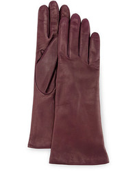 Темно-пурпурные кожаные перчатки