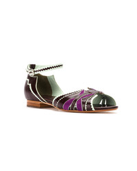 Темно-пурпурные кожаные сандалии на плоской подошве от Sarah Chofakian