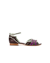 Темно-пурпурные кожаные сандалии на плоской подошве от Sarah Chofakian