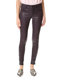 Темно-пурпурные кожаные узкие брюки от J Brand