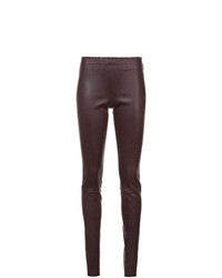Темно-пурпурные кожаные узкие брюки от Stouls