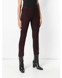 Темно-пурпурные кожаные узкие брюки от Vince
