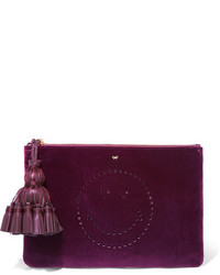 Темно-пурпурный бархатный клатч от Anya Hindmarch
