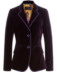 Темно-пурпурный бархатный пиджак