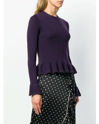 Женский темно-пурпурный бархатный свитер с круглым вырезом от See by Chloe