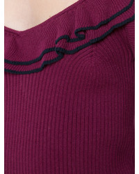 Женский темно-пурпурный бархатный свитер от Zac Posen