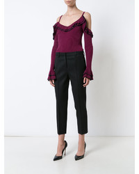 Женский темно-пурпурный бархатный свитер от Zac Posen